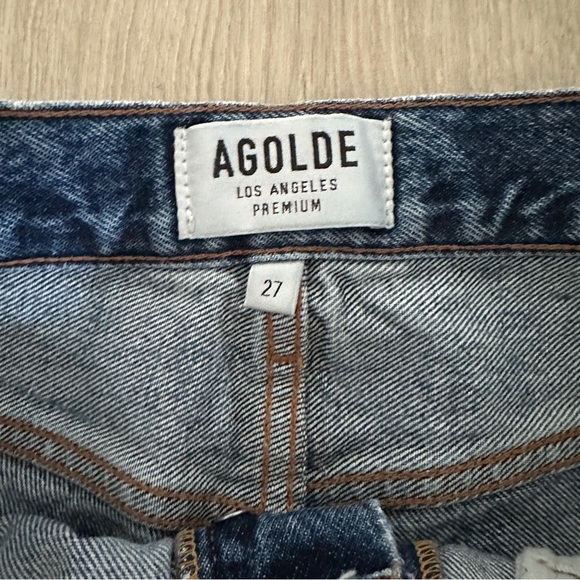 AGOLDE Parker Vintage Cut Off Shorts in Caution - Picture 4 of 6
